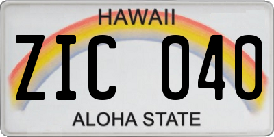 HI license plate ZIC040
