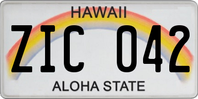 HI license plate ZIC042