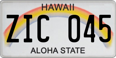 HI license plate ZIC045