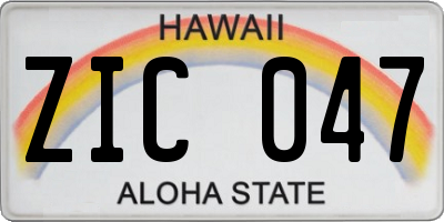 HI license plate ZIC047