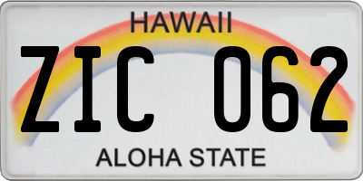 HI license plate ZIC062