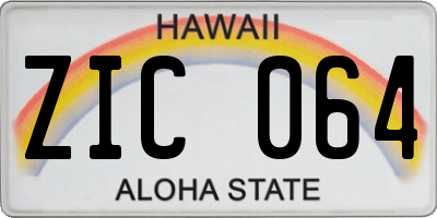 HI license plate ZIC064