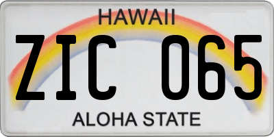 HI license plate ZIC065
