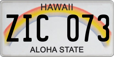HI license plate ZIC073