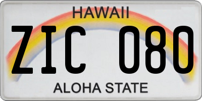 HI license plate ZIC080