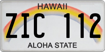 HI license plate ZIC112