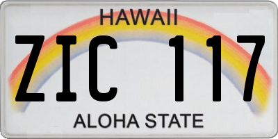 HI license plate ZIC117