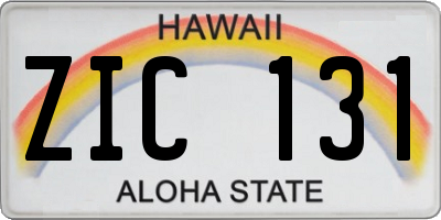 HI license plate ZIC131