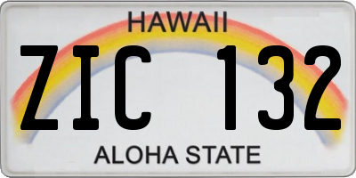 HI license plate ZIC132