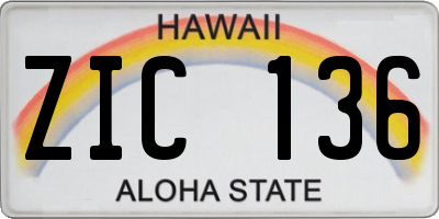 HI license plate ZIC136