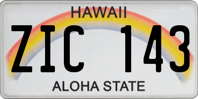 HI license plate ZIC143