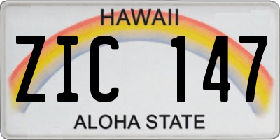 HI license plate ZIC147