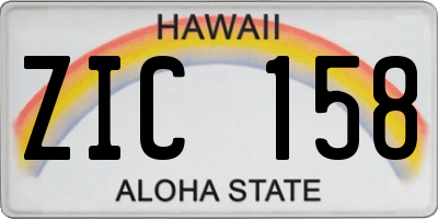 HI license plate ZIC158