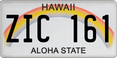 HI license plate ZIC161