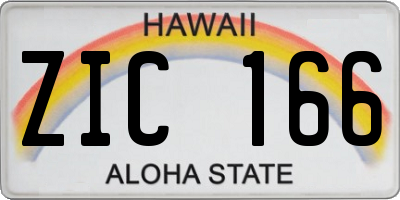 HI license plate ZIC166