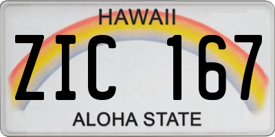 HI license plate ZIC167