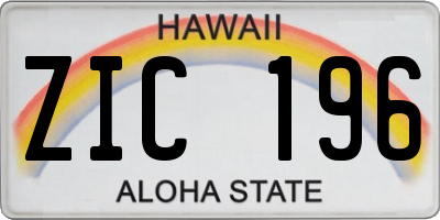HI license plate ZIC196