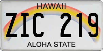 HI license plate ZIC219