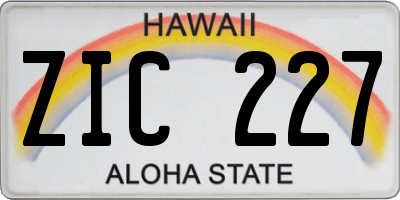 HI license plate ZIC227
