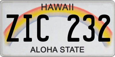 HI license plate ZIC232