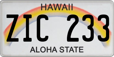 HI license plate ZIC233