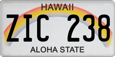 HI license plate ZIC238