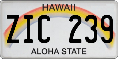 HI license plate ZIC239