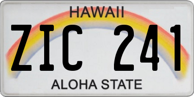 HI license plate ZIC241