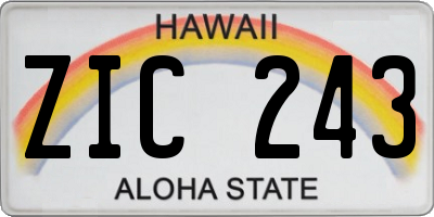 HI license plate ZIC243