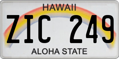 HI license plate ZIC249