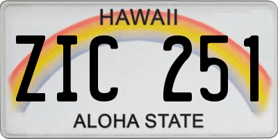 HI license plate ZIC251