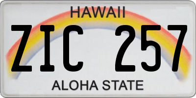 HI license plate ZIC257