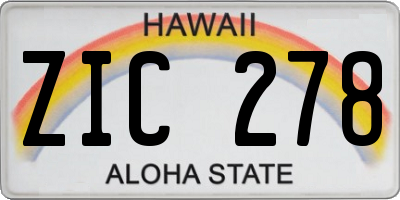 HI license plate ZIC278