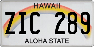 HI license plate ZIC289
