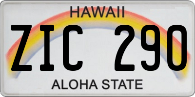 HI license plate ZIC290