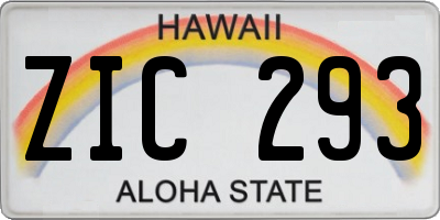HI license plate ZIC293