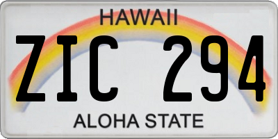 HI license plate ZIC294