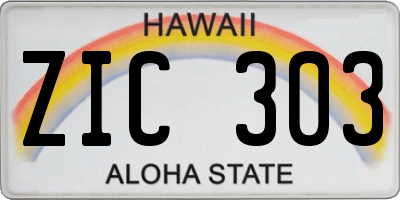 HI license plate ZIC303