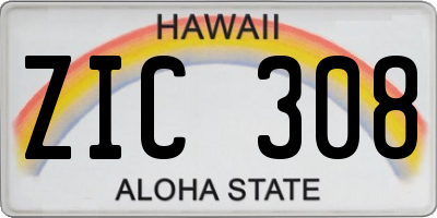 HI license plate ZIC308