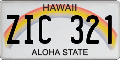 HI license plate ZIC321