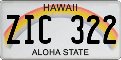HI license plate ZIC322