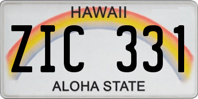 HI license plate ZIC331