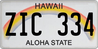 HI license plate ZIC334