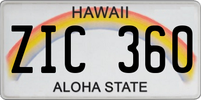 HI license plate ZIC360