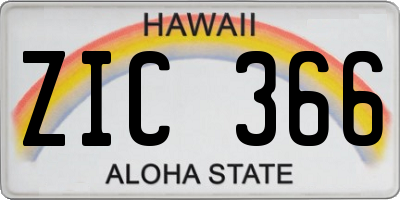 HI license plate ZIC366
