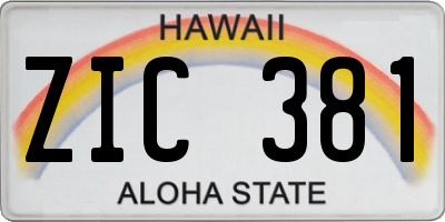HI license plate ZIC381