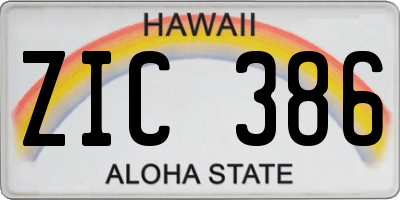 HI license plate ZIC386