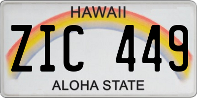 HI license plate ZIC449