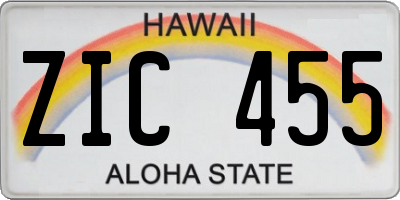 HI license plate ZIC455
