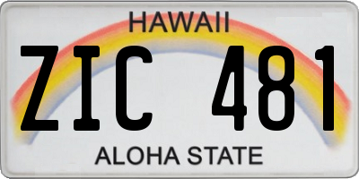 HI license plate ZIC481